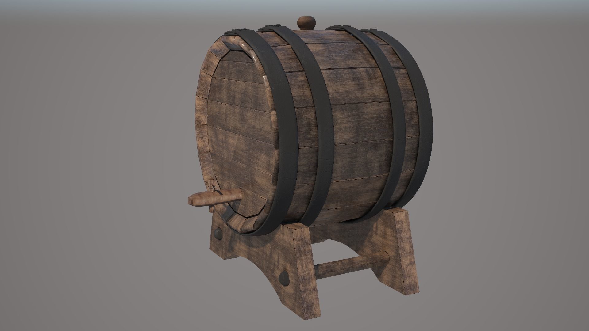 Wood Wine Barrel 3D model_15