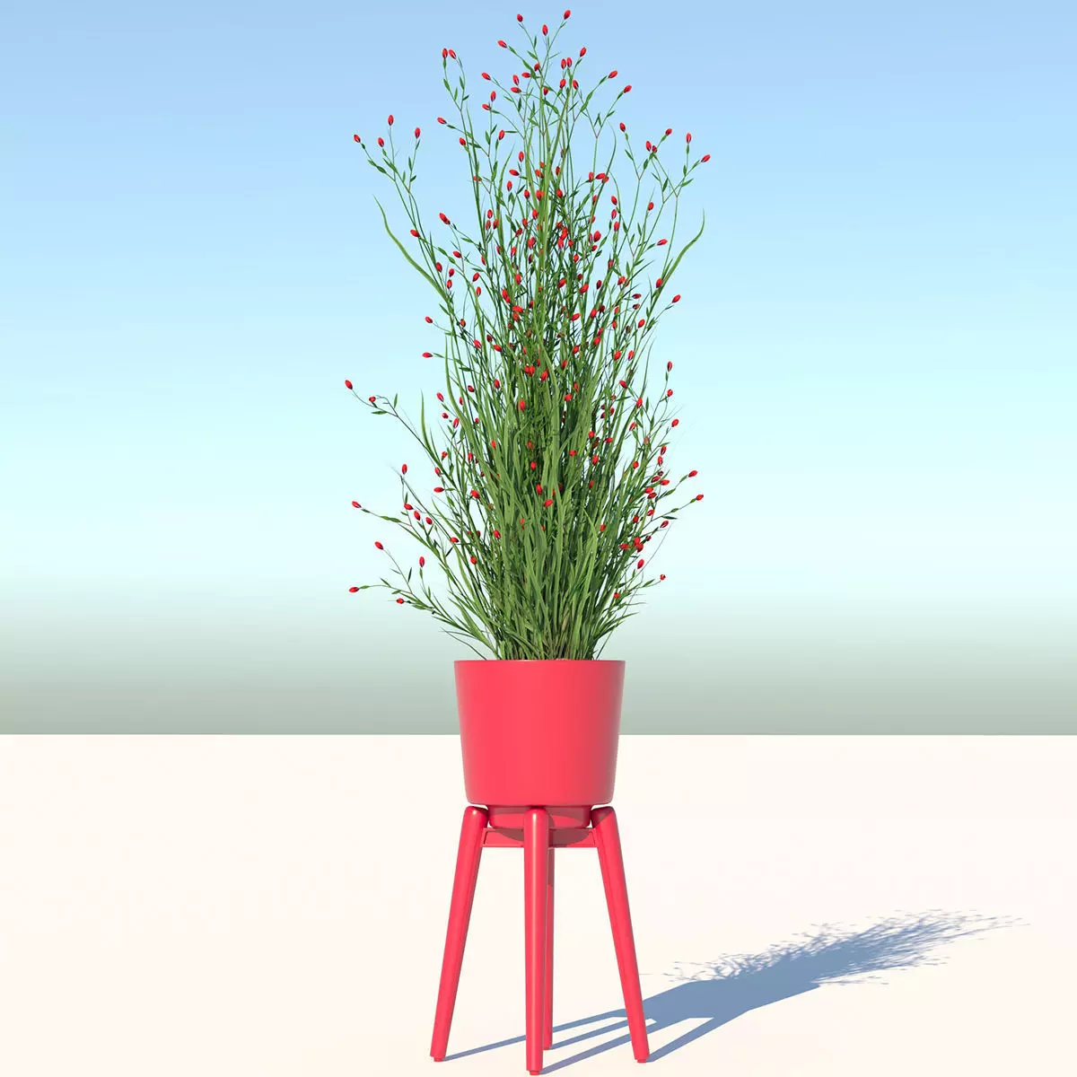 Flower plant in pot 3D model_0