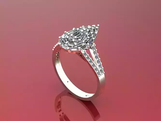 baguette- pear-ring-