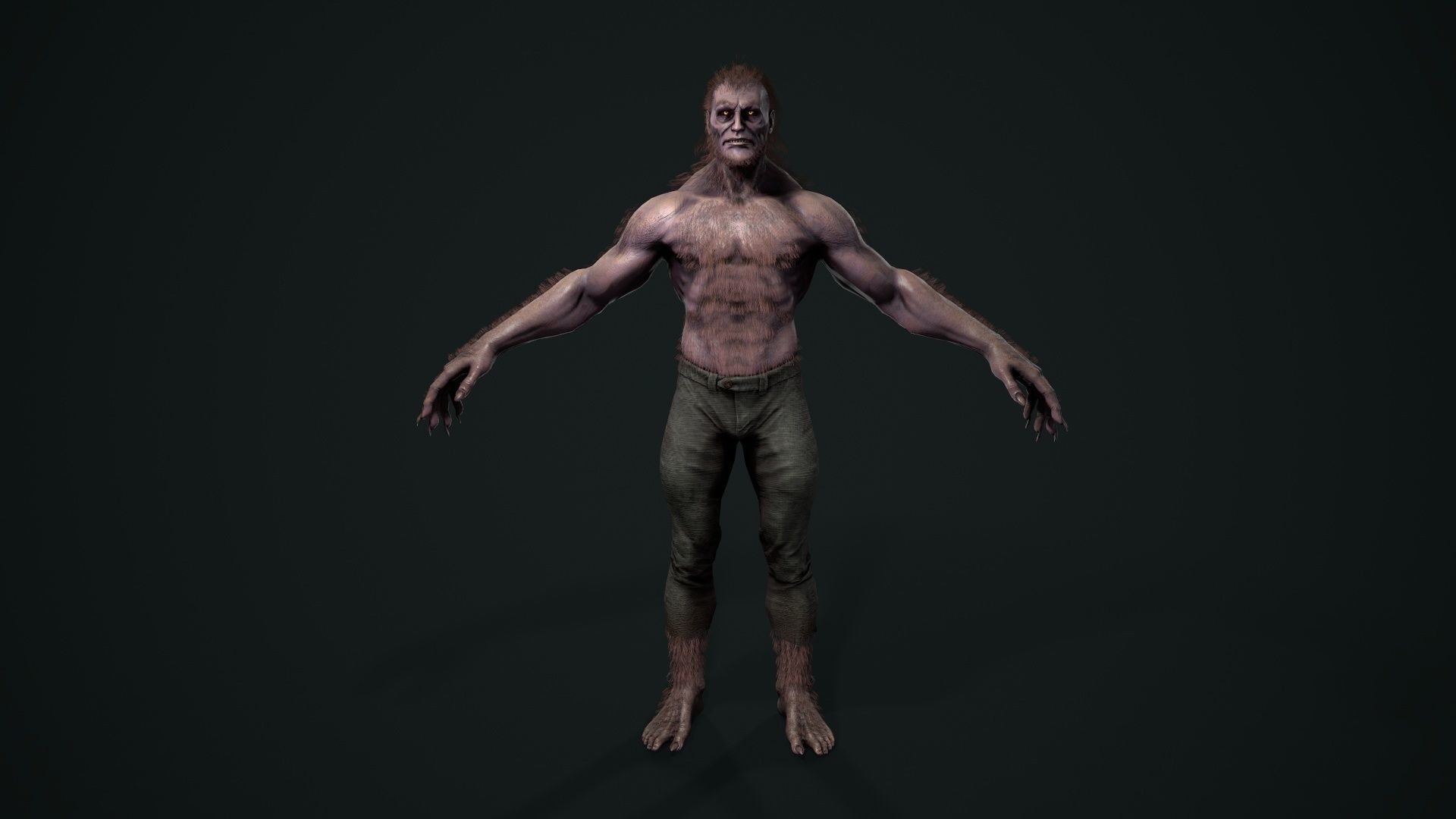Lycanthrope humanoid creature Low-poly 3D model_18