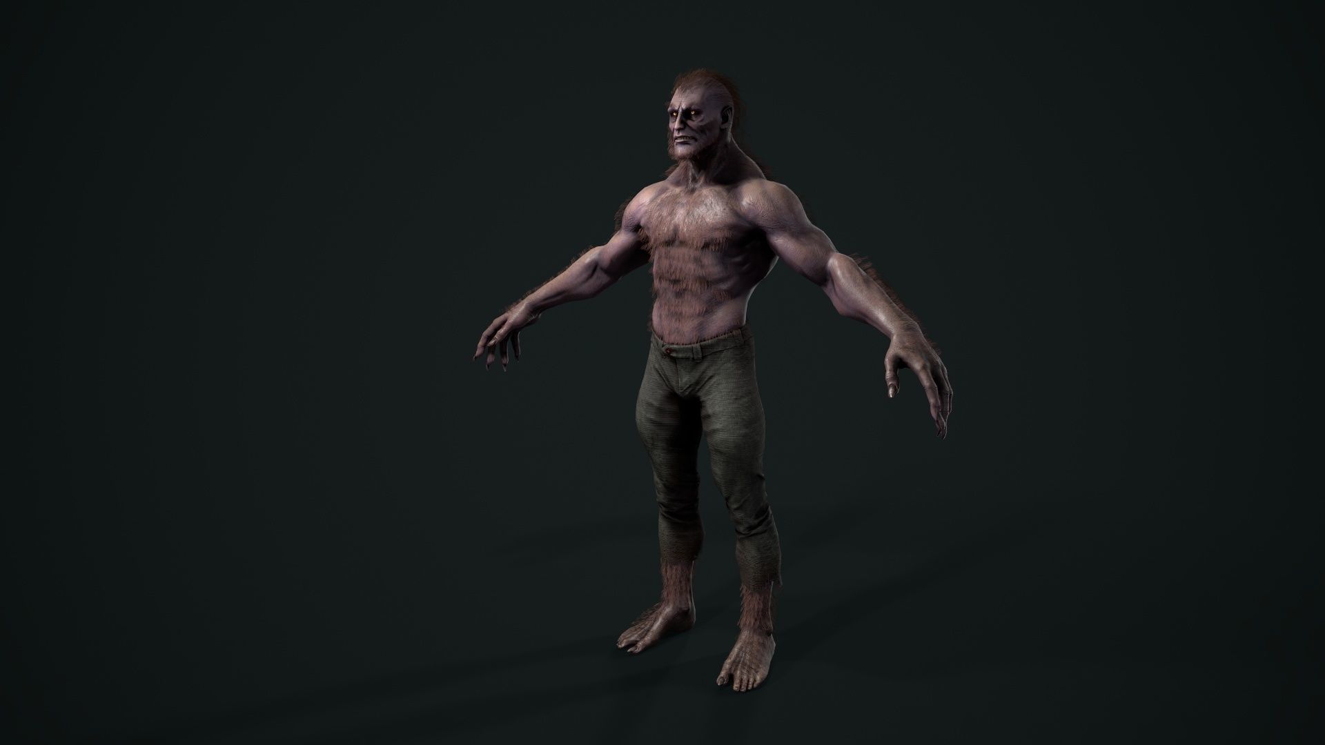 Lycanthrope humanoid creature Low-poly 3D model_20