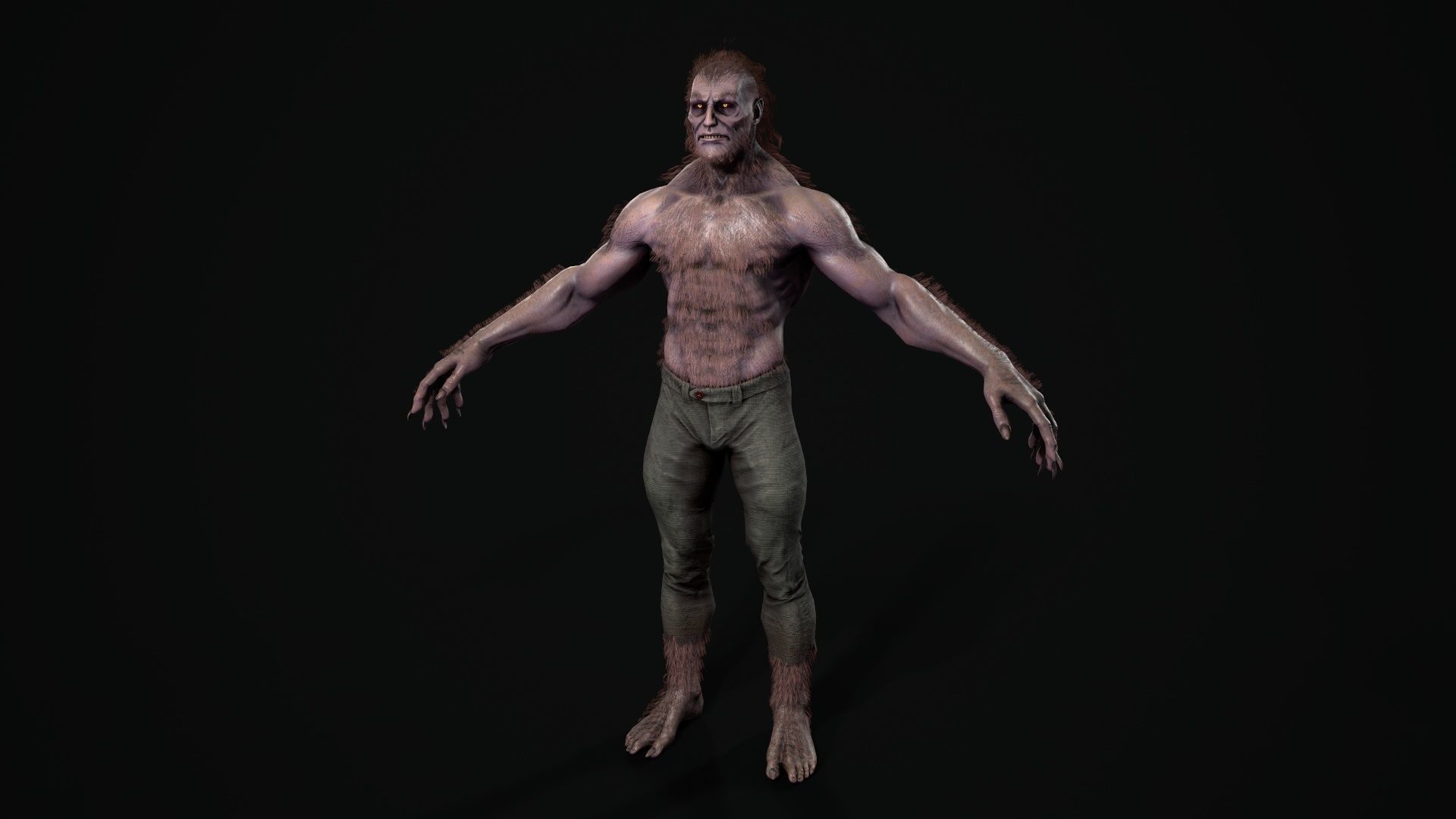 Lycanthrope humanoid creature Low-poly 3D model_16