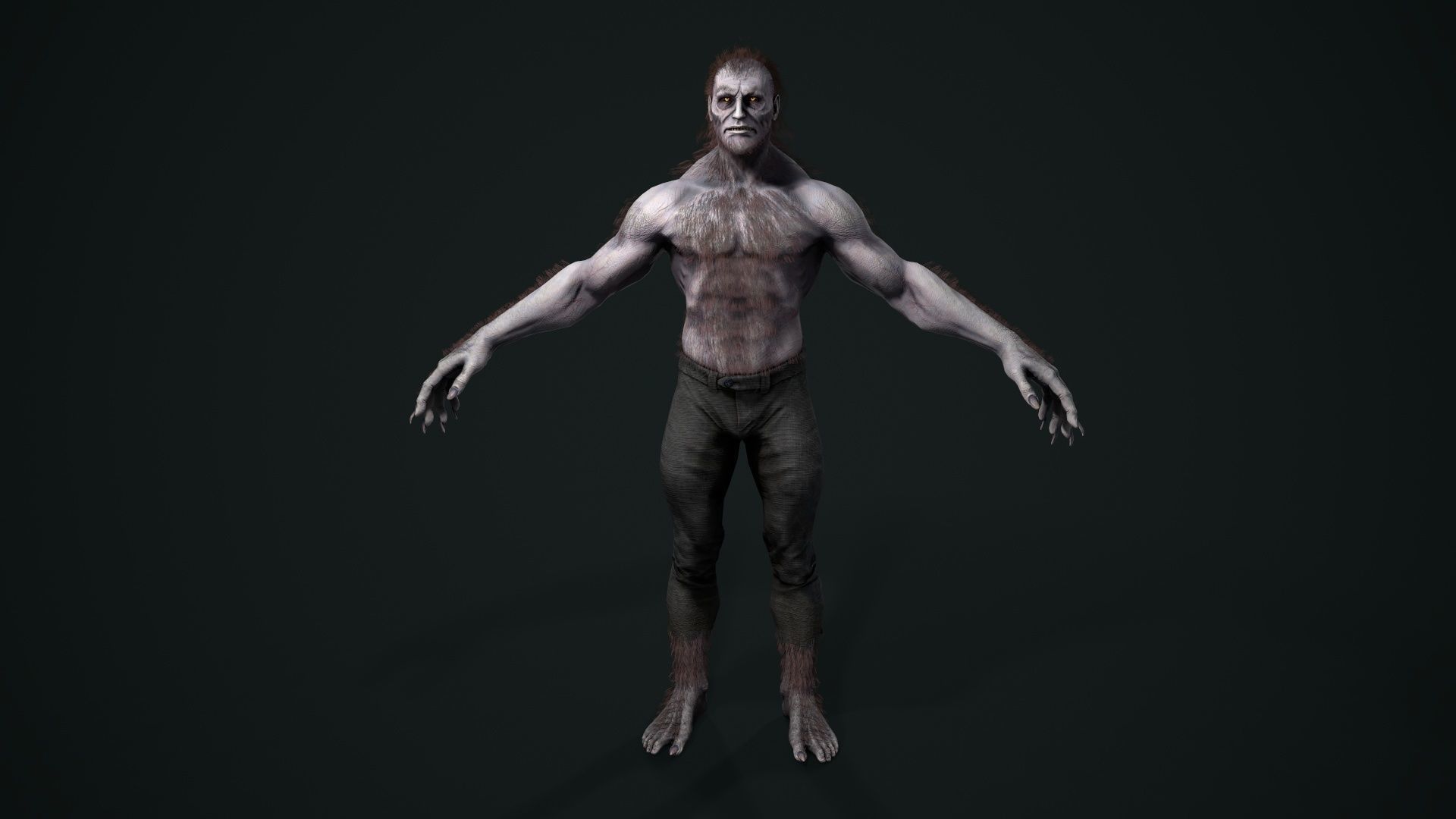 Lycanthrope humanoid creature Low-poly 3D model_22