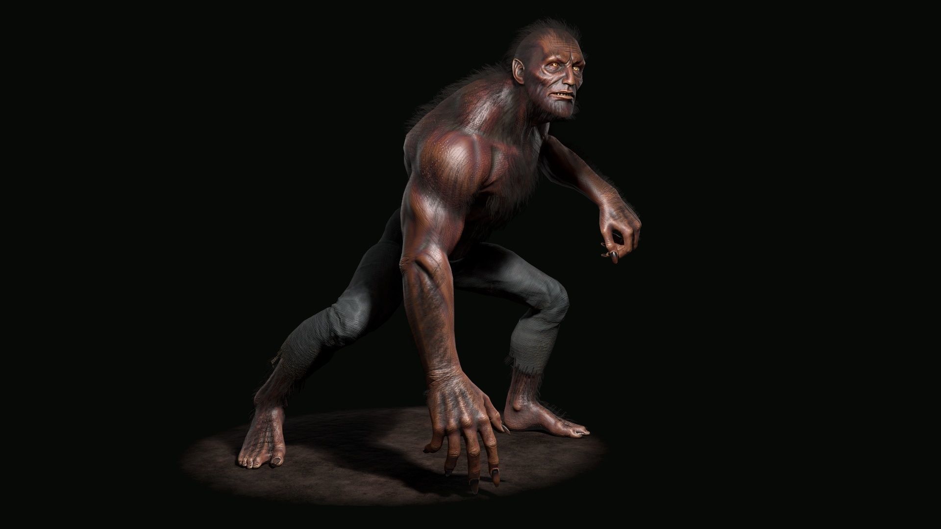 Lycanthrope humanoid creature Low-poly 3D model_2