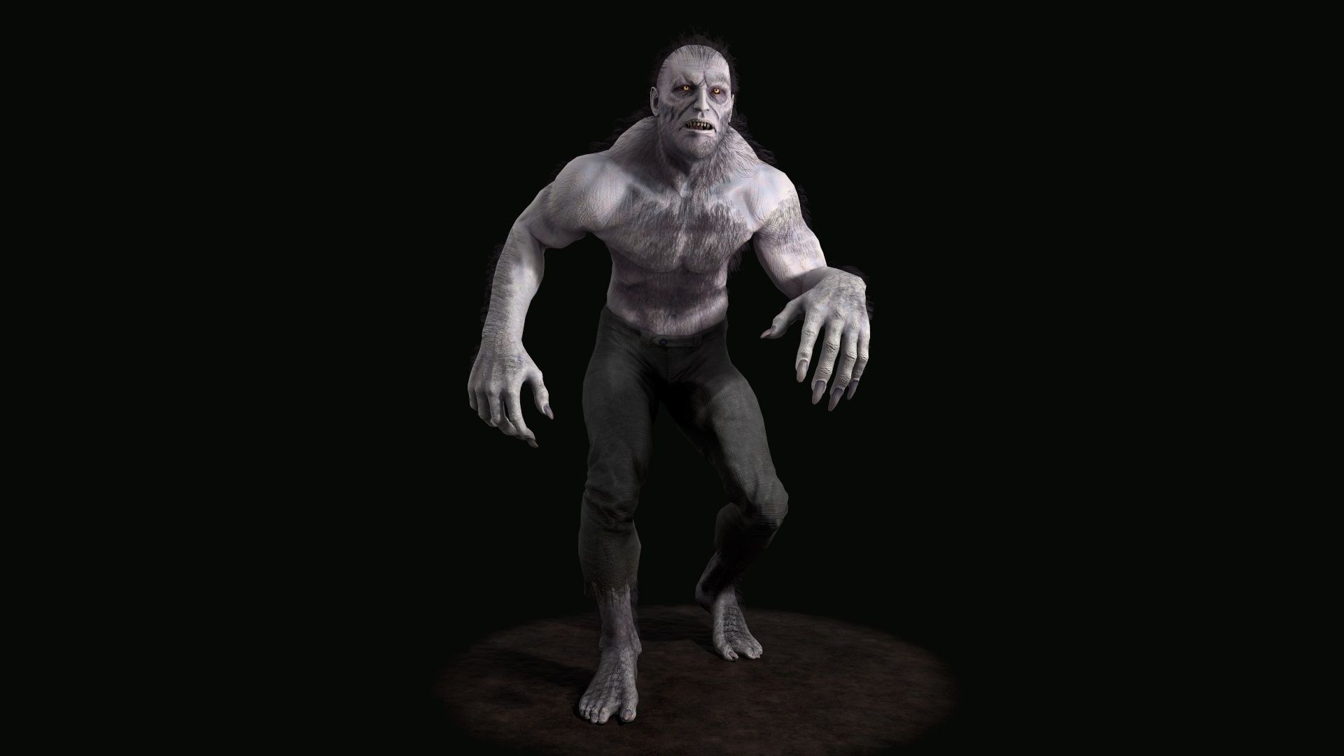 Lycanthrope humanoid creature Low-poly 3D model_6