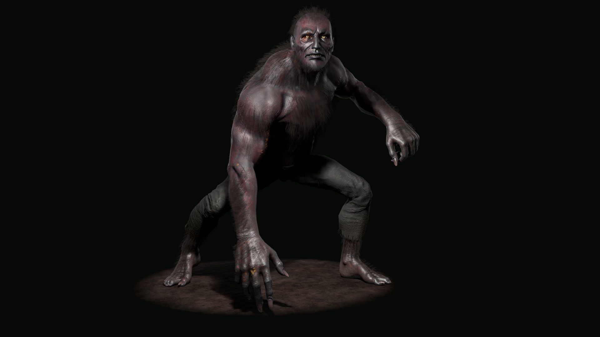 Lycanthrope humanoid creature Low-poly 3D model_3