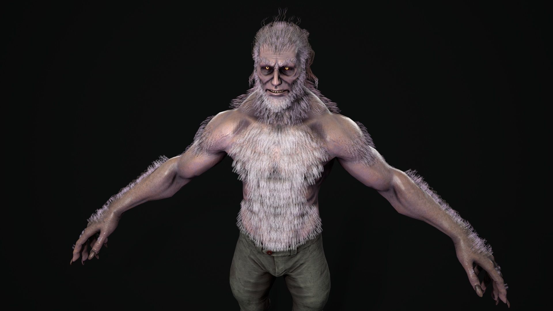 Lycanthrope humanoid creature Low-poly 3D model_12