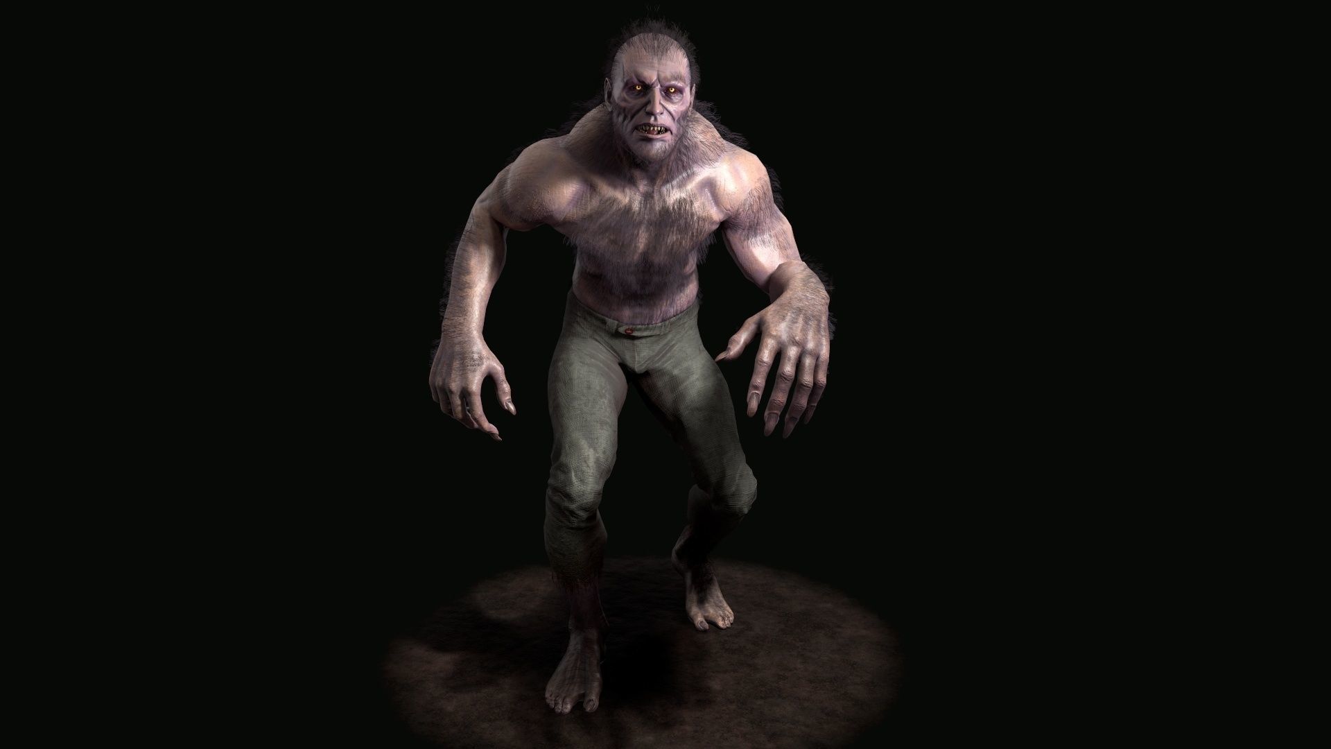 Lycanthrope humanoid creature Low-poly 3D model_5