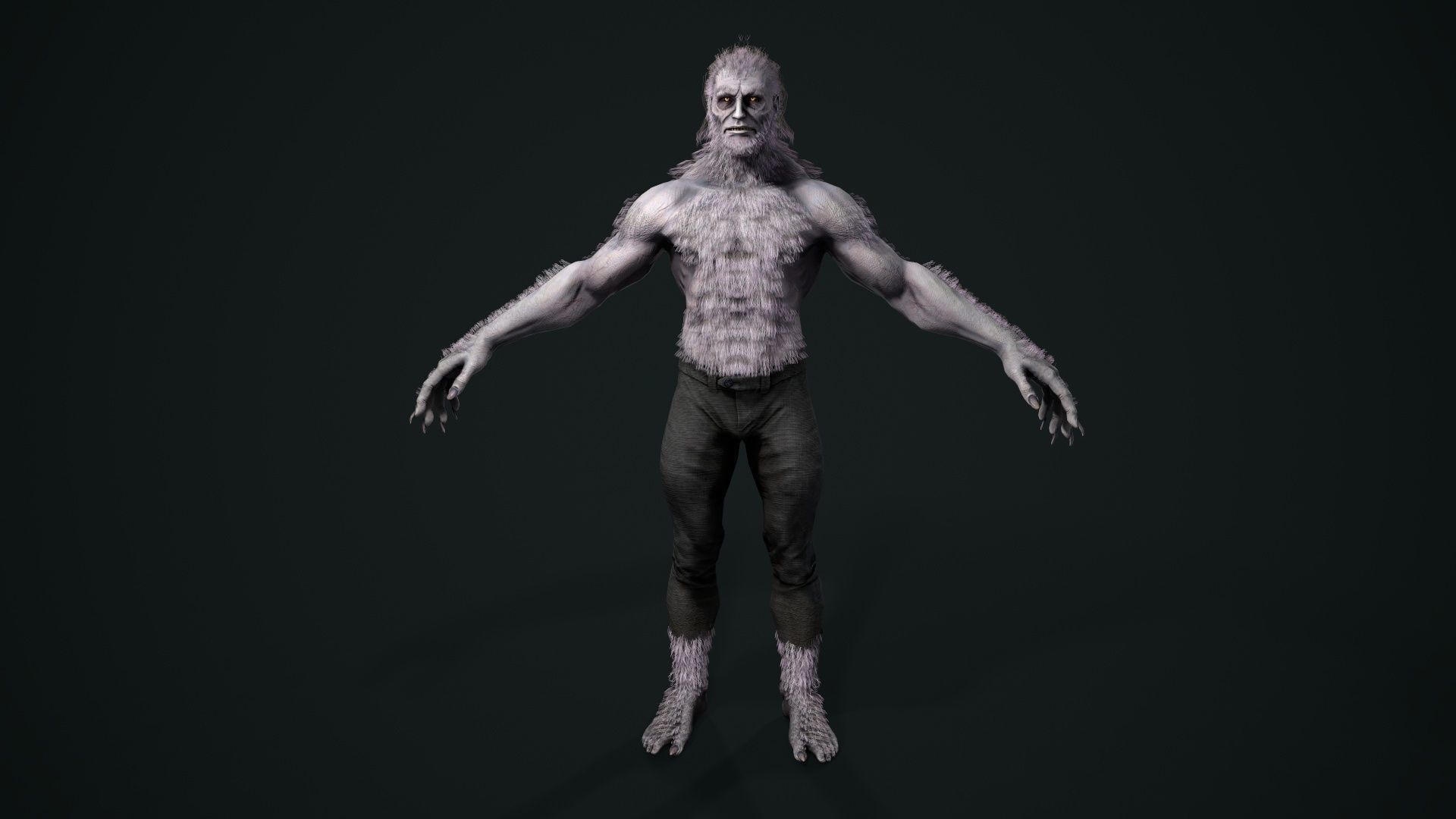 Lycanthrope humanoid creature Low-poly 3D model_19