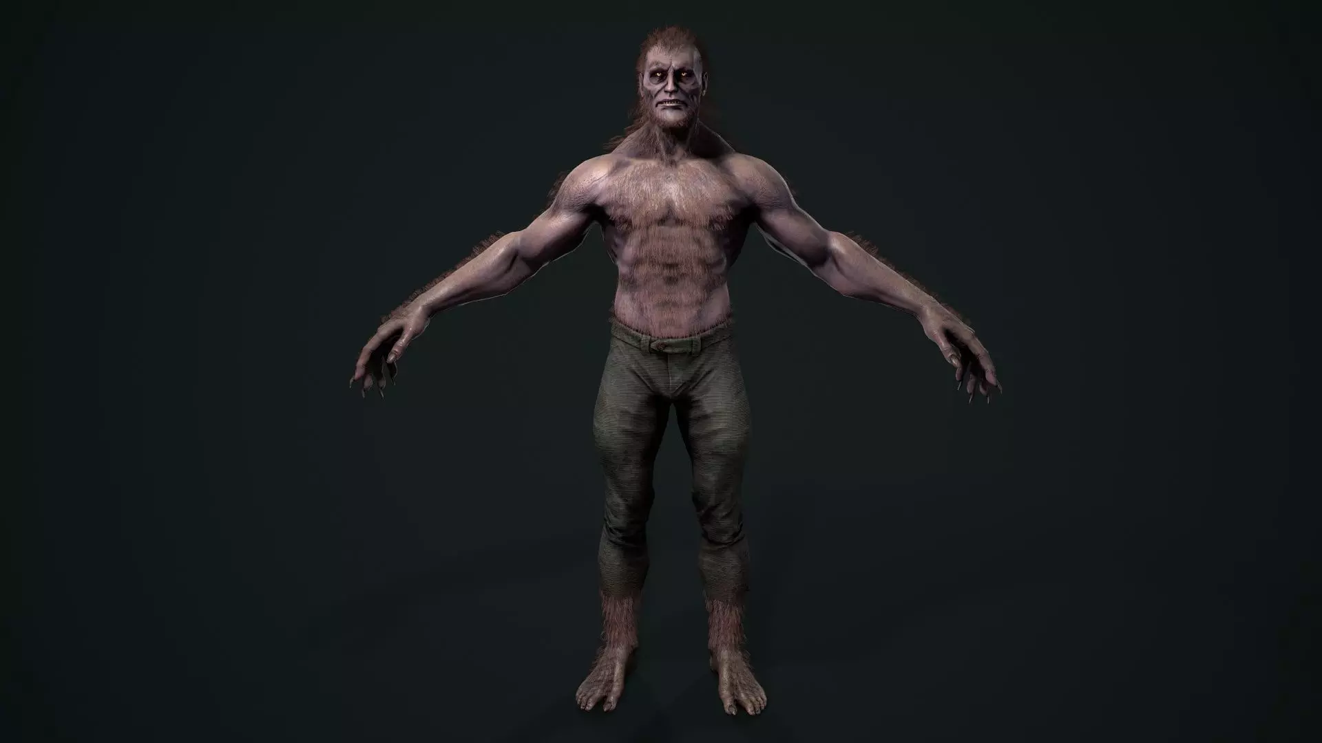 Lycanthrope humanoid creature Low-poly 3D model_0