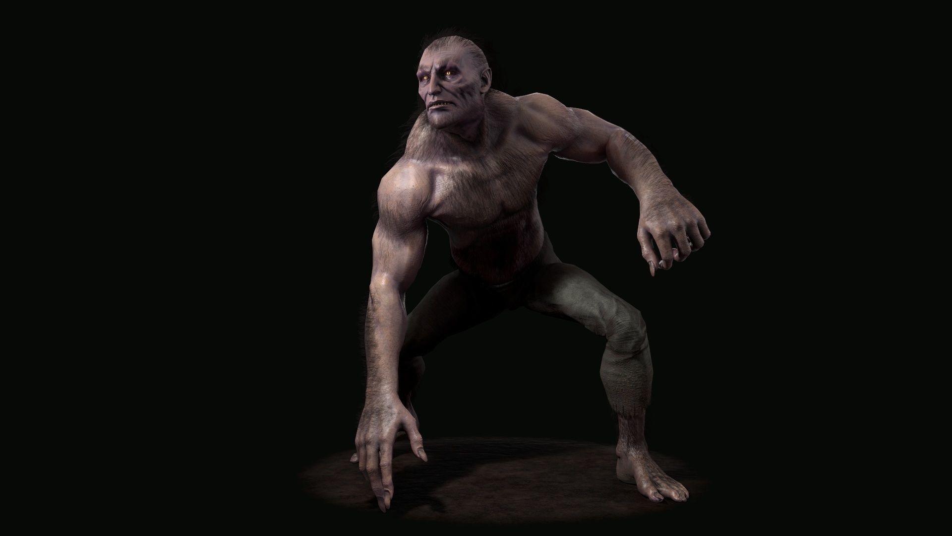 Lycanthrope humanoid creature Low-poly 3D model_7