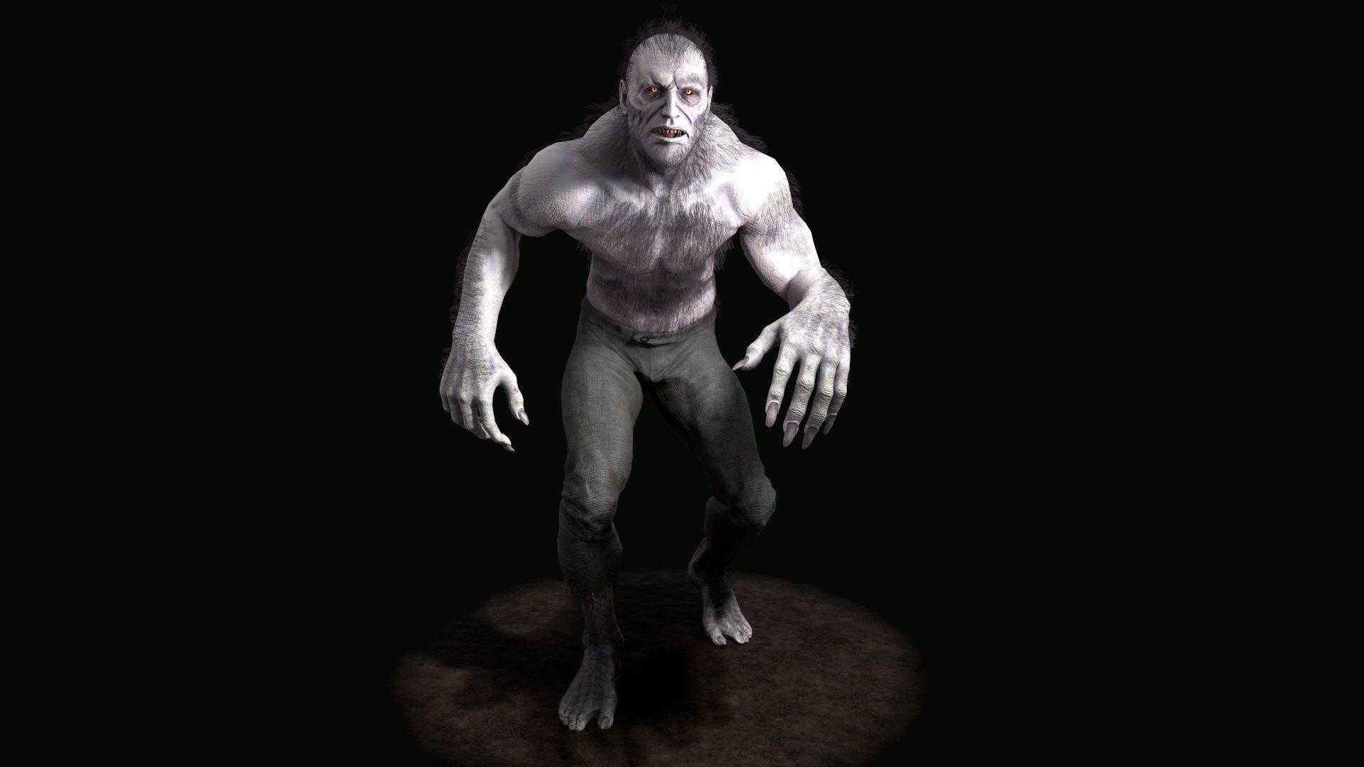Lycanthrope humanoid creature Low-poly 3D model_4