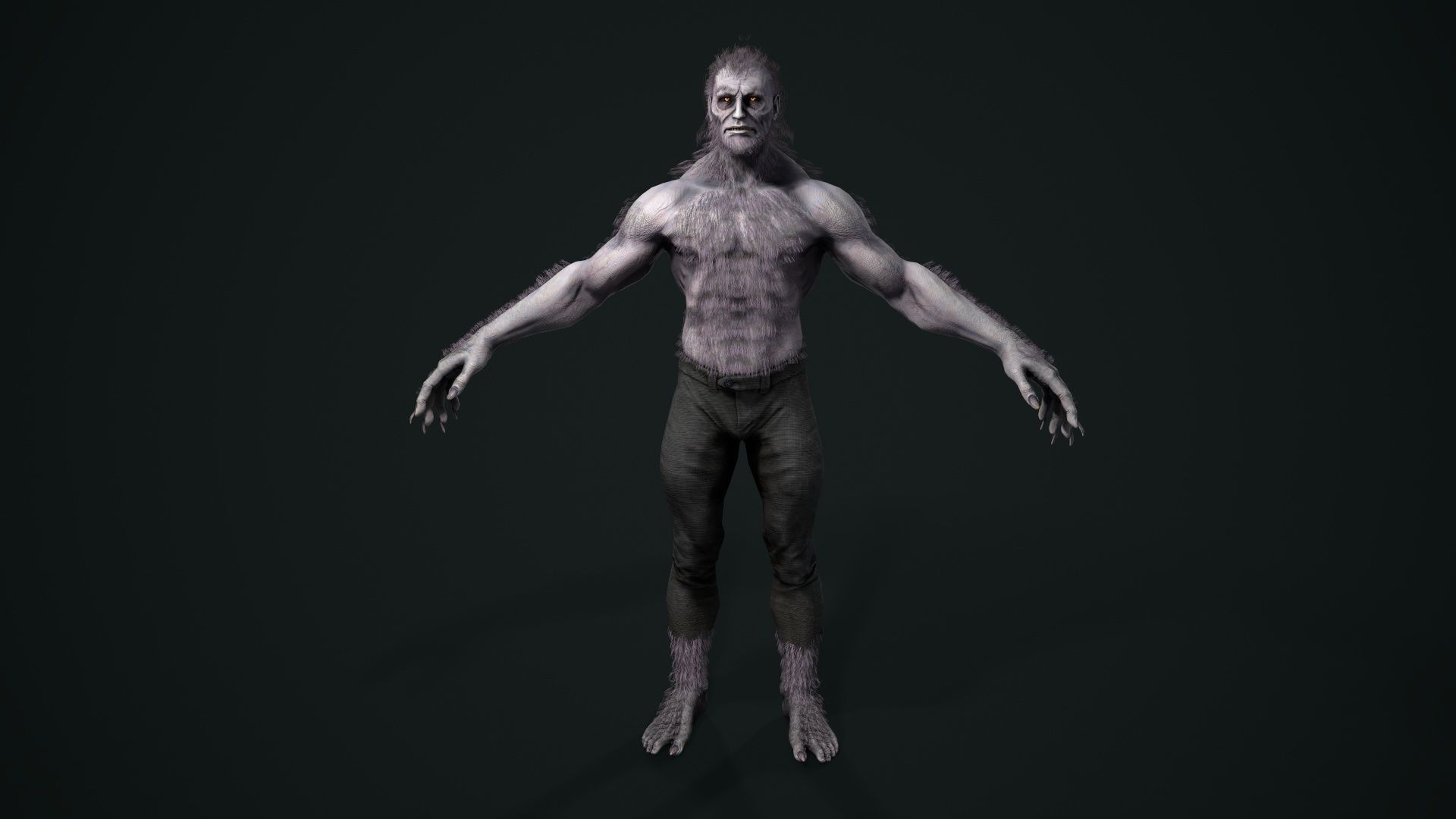 Lycanthrope humanoid creature Low-poly 3D model_23