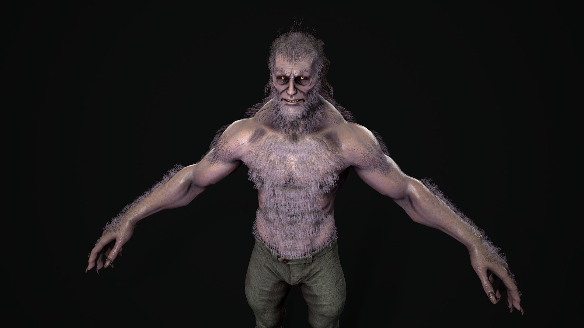 Lycanthrope humanoid creature Low-poly 3D model_13