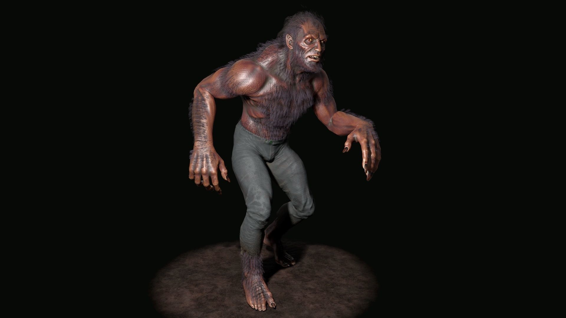 Lycanthrope humanoid creature Low-poly 3D model_24
