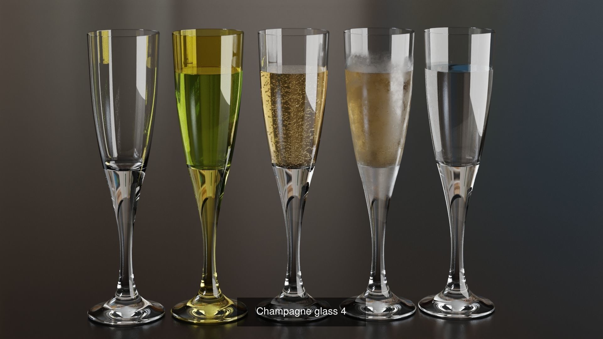 Champagne glasses set 3D Model Collection_2