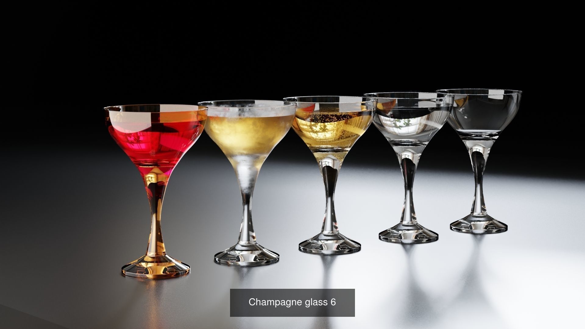Champagne glasses set 3D Model Collection_1