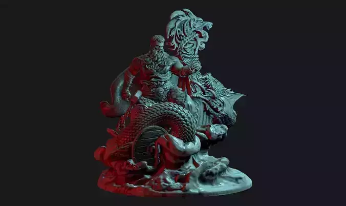 Thor Fishing for Jormungand 3D print model
