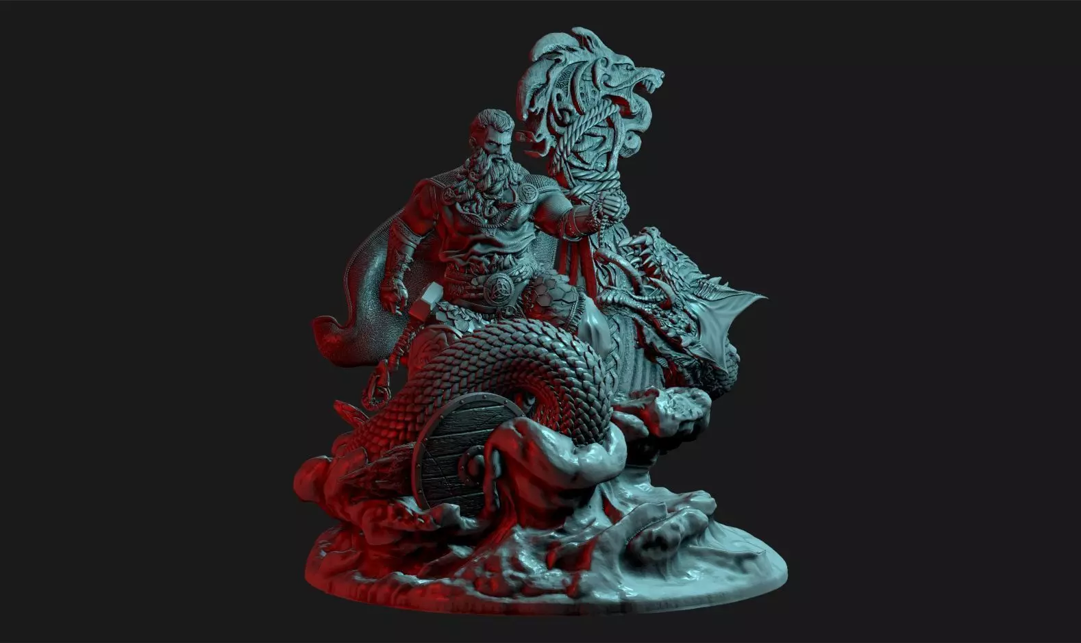 Thor Fishing for Jormungand 3D print model_0