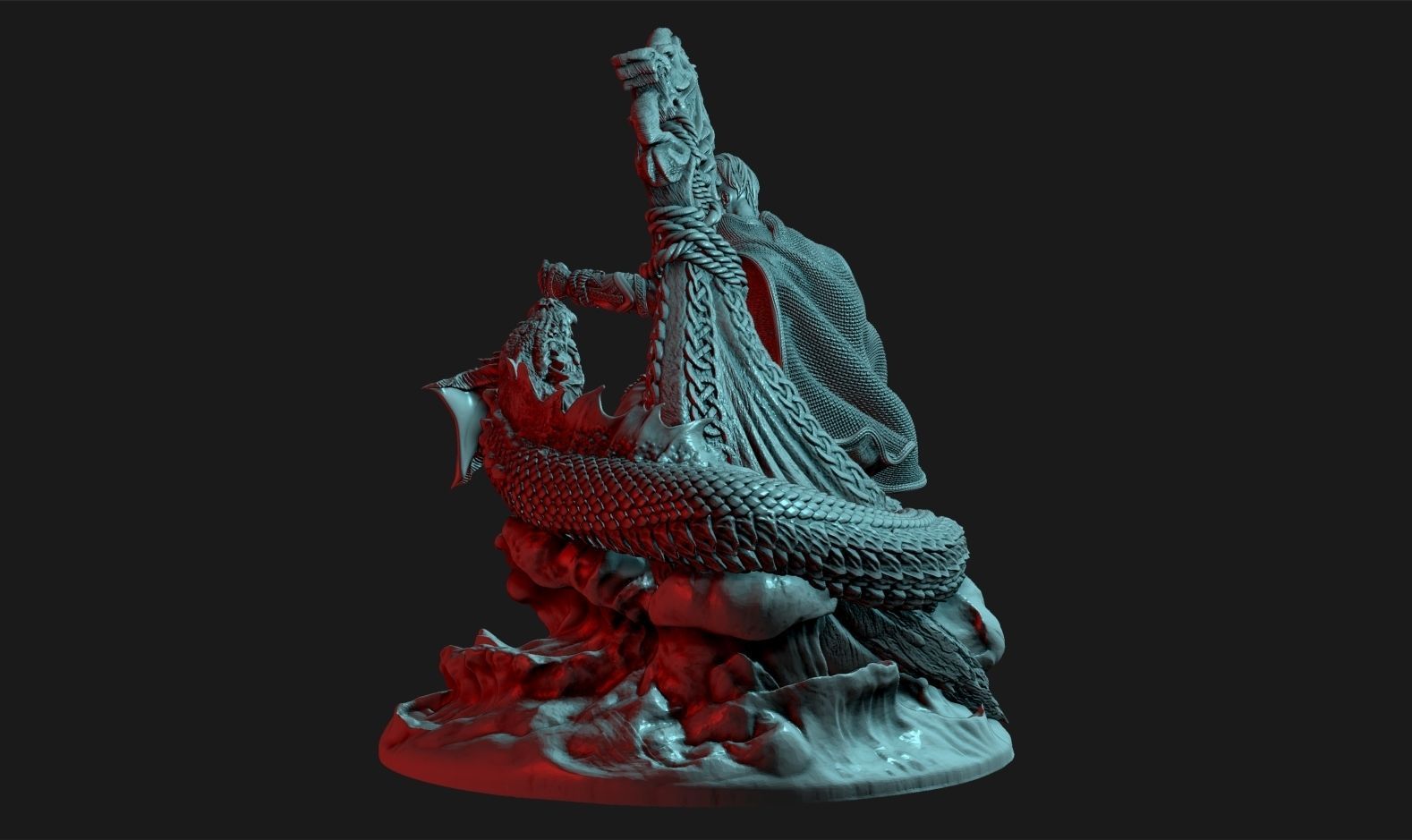 Thor Fishing for Jormungand 3D print model_3