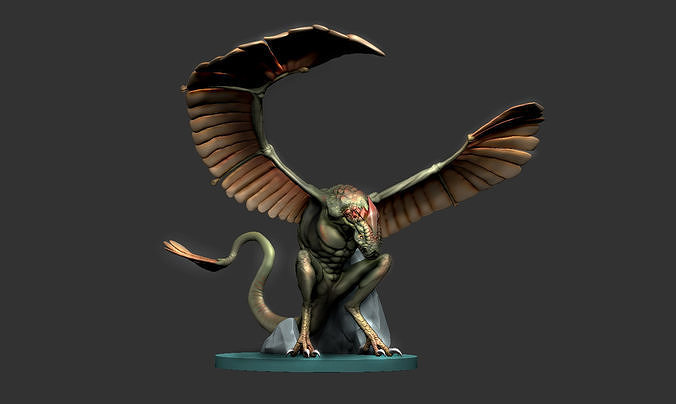 Phoenix - Flying ancient crystal lizard - Mini 3D print model