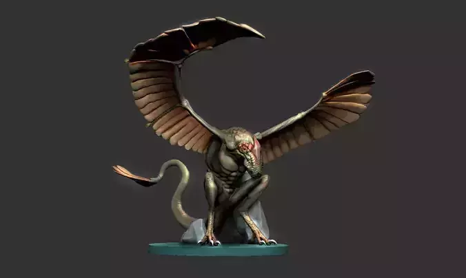 Phoenix - Flying ancient crystal lizard - Mini 3D print model