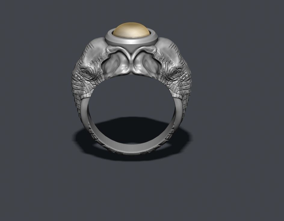 elephant ring with gem stone 3D print model_4