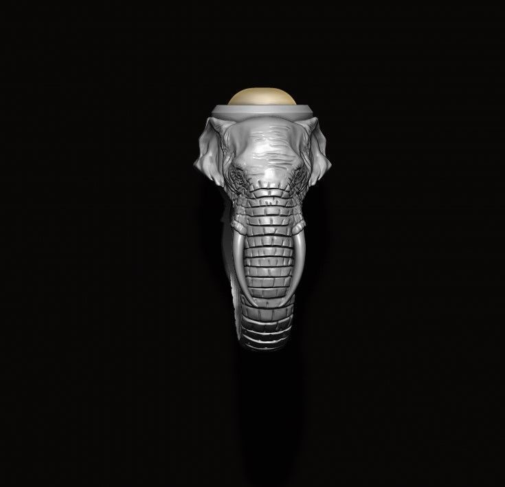 elephant ring with gem stone 3D print model_7