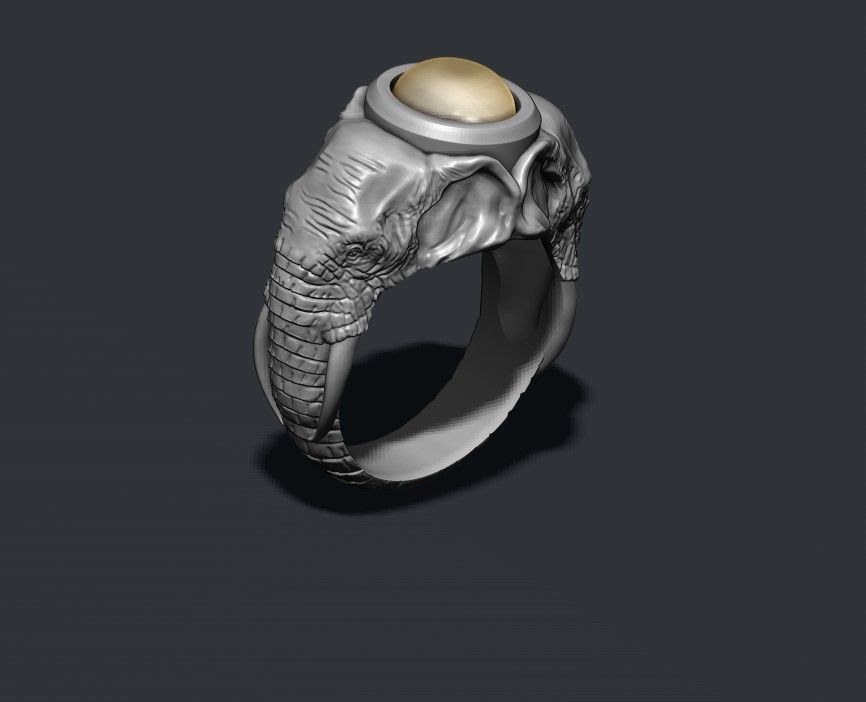 elephant ring with gem stone 3D print model_5