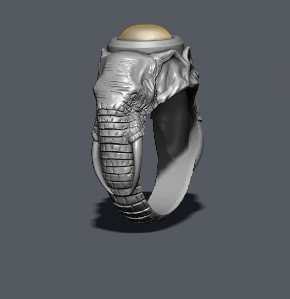 elephant ring with gem stone 3D print model_6