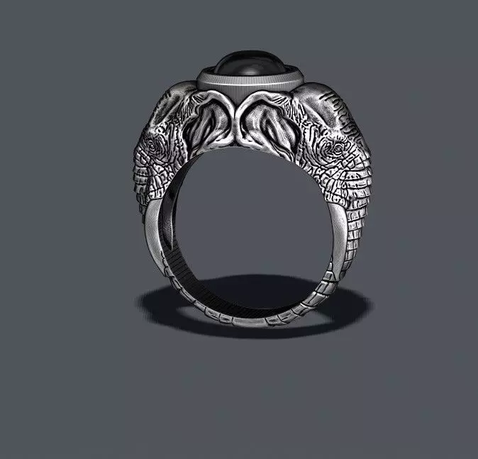 elephant ring with gem stone 3D print model_0