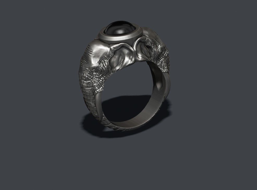 elephant ring with gem stone 3D print model_3