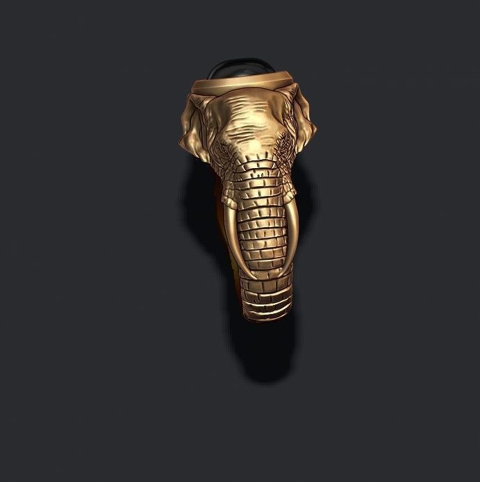 elephant ring with gem stone 3D print model_2
