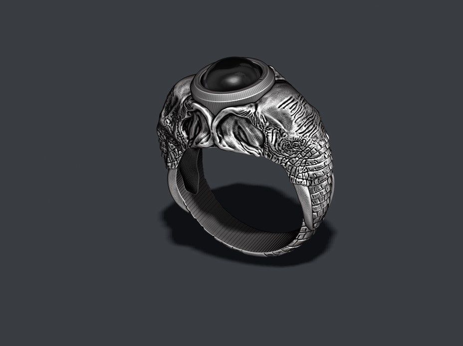 elephant ring with gem stone 3D print model_1