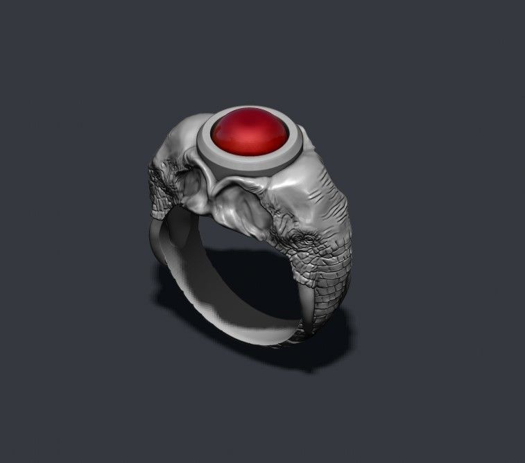 elephant ring with gem stone 3D print model_8