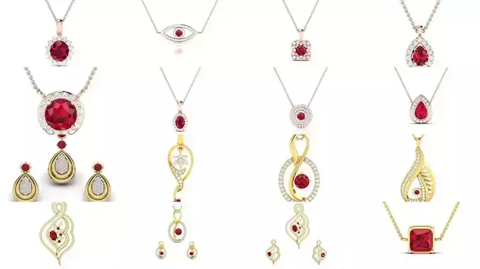 190 Ruby Pendant 3dm renders details 3D Model Collection