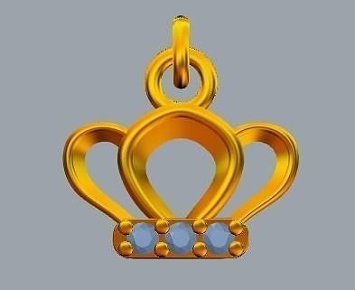 Sterling Silver Crown Design Charm Pendant Jewelry 3D print model