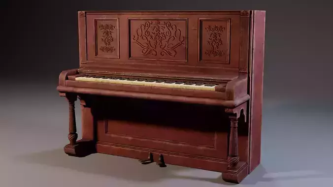 Old Upright Piano - Game Ready Low-poly 3D model