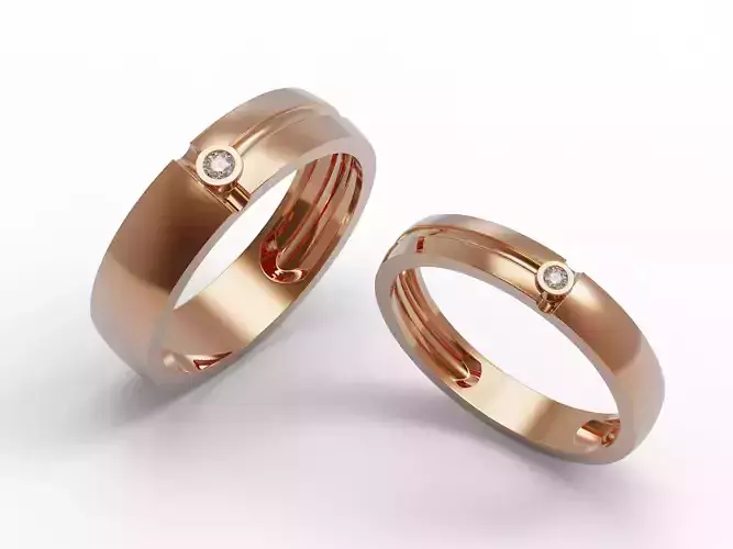 Man and woman ring set