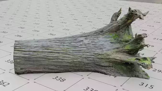 Old Rotten Fallen Tree 3D Scanned Low-poly 3D model