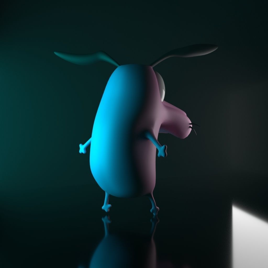 Courage dog Low-poly 3D model_2