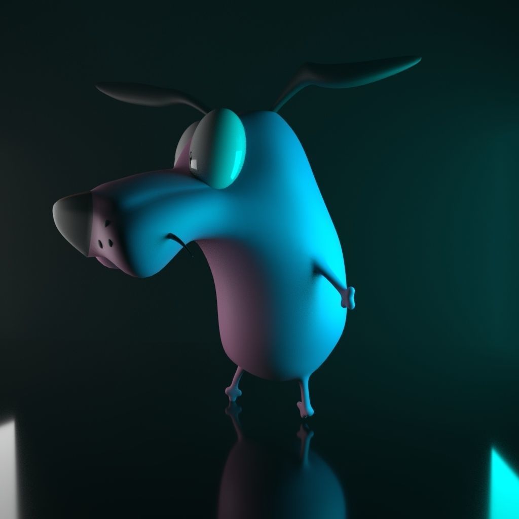 Courage dog Low-poly 3D model_1