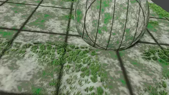 Concrete ground  real material with some grass