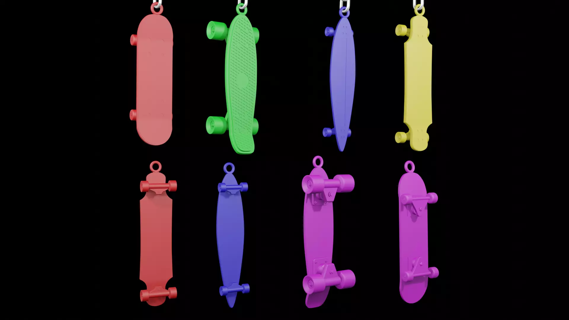 Skate Board keychains 3d print - blender 3d Free 3D print model_0