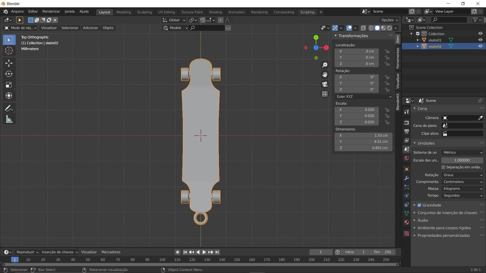 Skate Board keychains 3d print - blender 3d Free 3D print model_25
