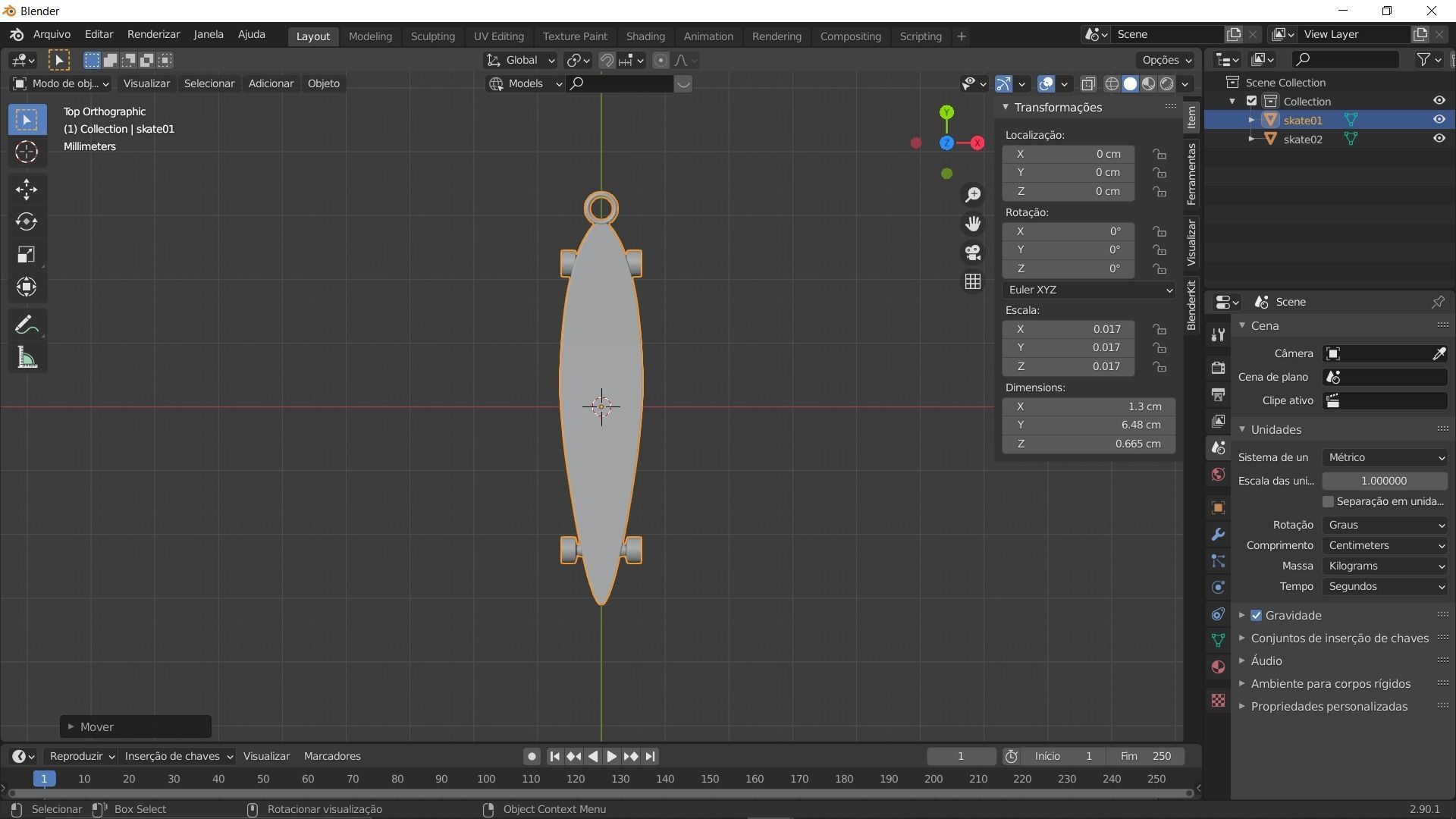 Skate Board keychains 3d print - blender 3d Free 3D print model_24