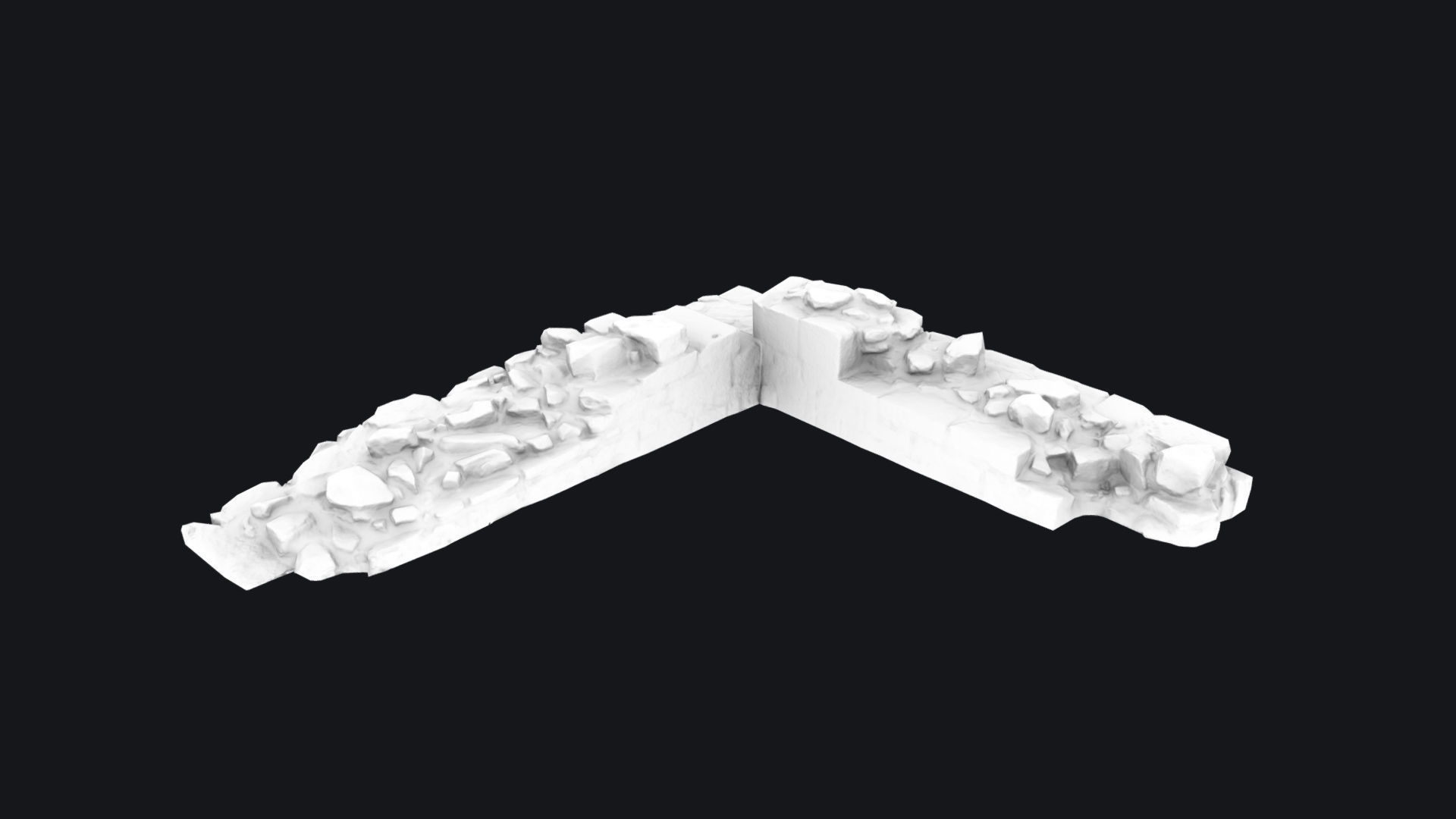 Game Ready Scanned Castle Ruins - Part of a Wall Low-poly 3D model_2