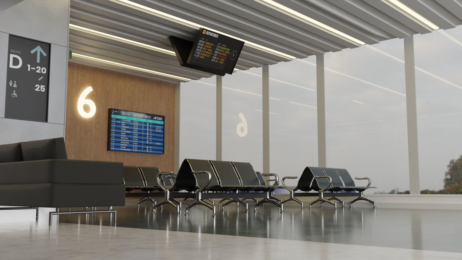 Airport Interior Scene Low-poly 3D model_1