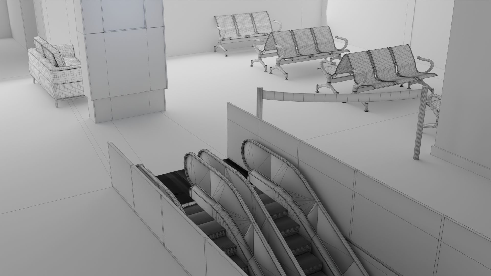 Airport Interior Scene Low-poly 3D model_11