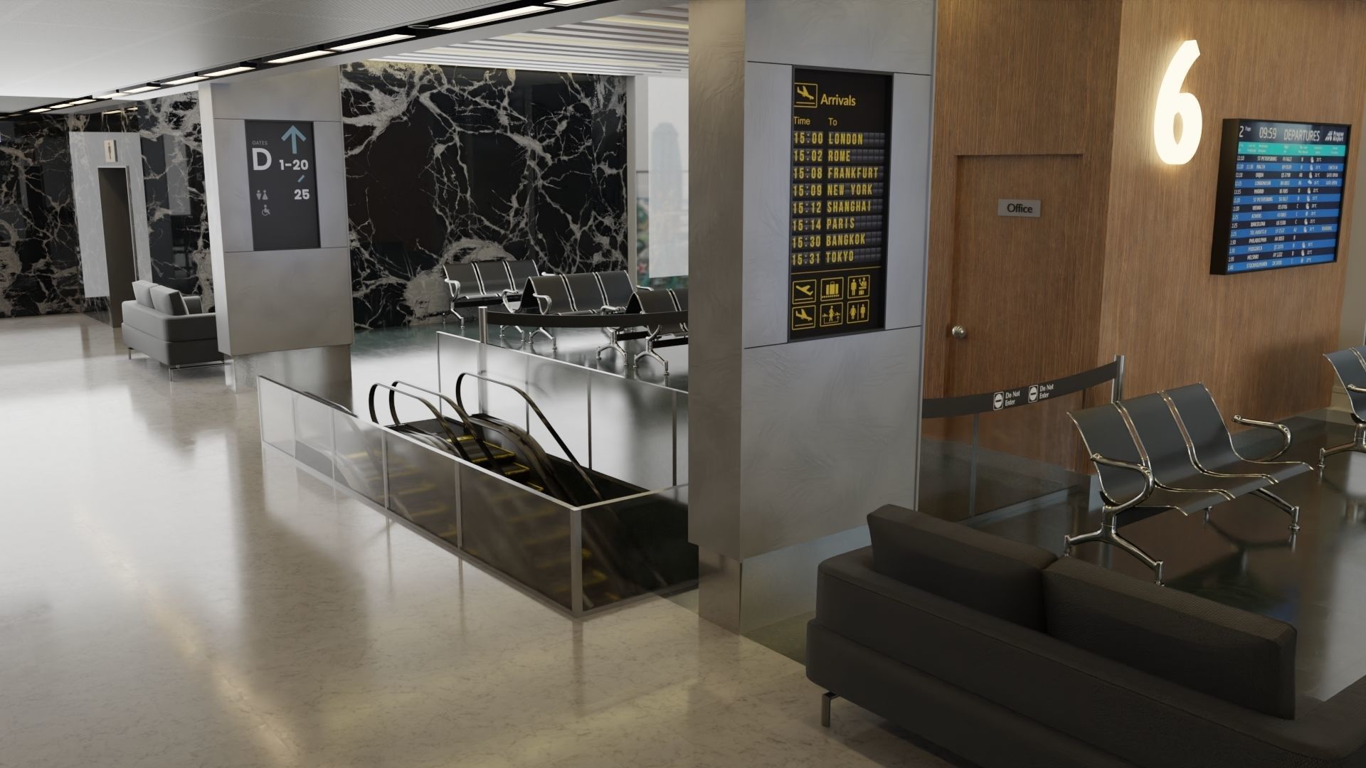 Airport Interior Scene Low-poly 3D model_4